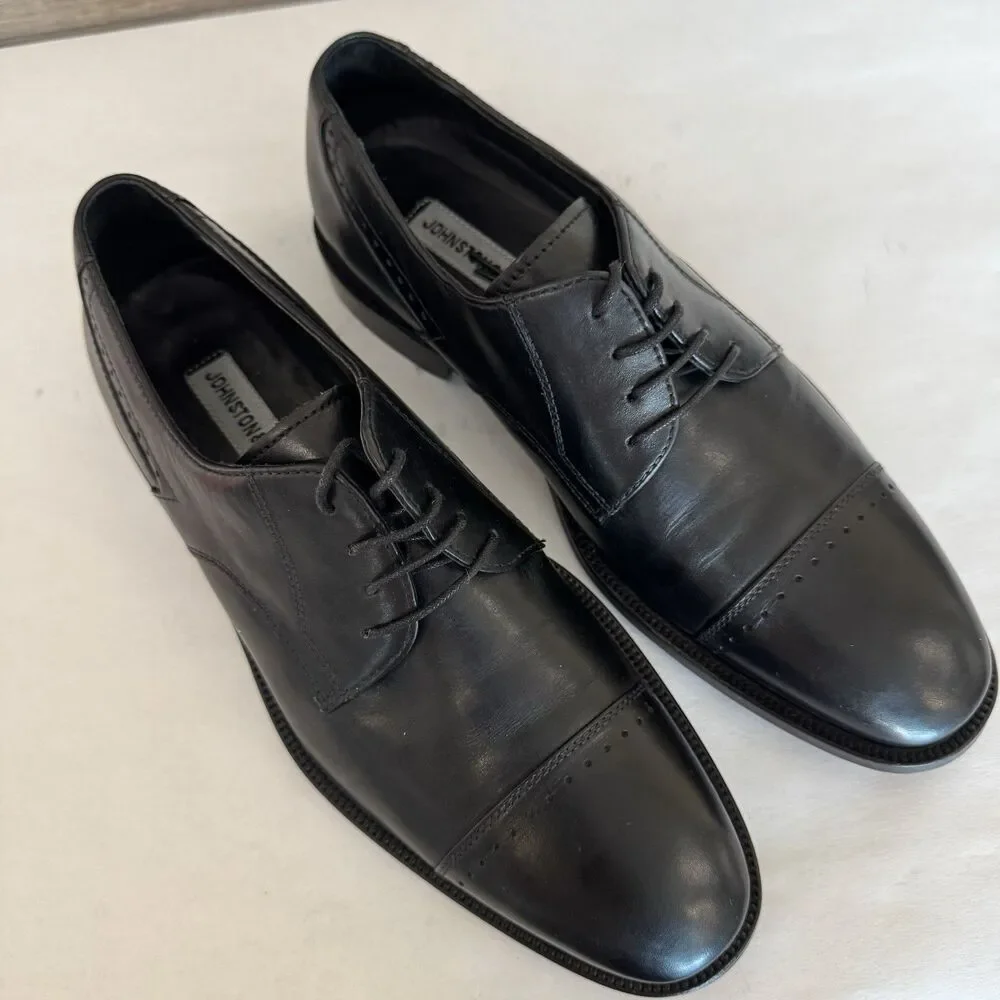 Johnston & Murphy Black Leather Cap‎ Toe Oxford Dress Shoes Men 8M Career Work